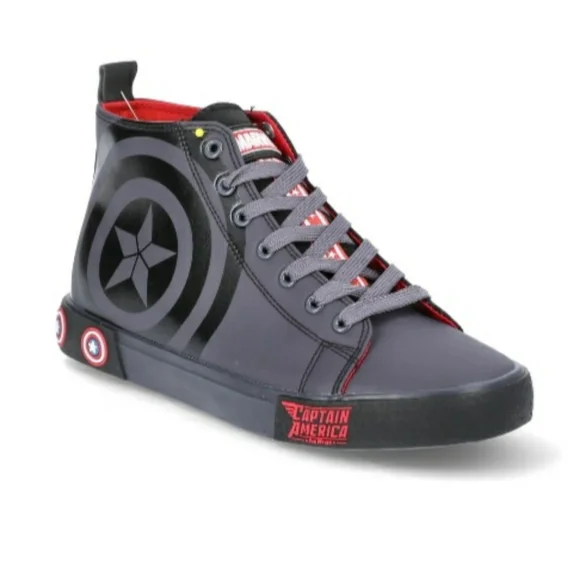 Ground Up Gray Captain America Hi-Top Sneakers Men's Shoe Sizes - Picture 1 of 5